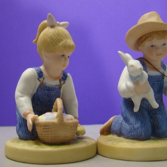 VNTG Set of 2 Denim Days Easter #1521 Home Interiors/Homco Ceramic Figurines EUC - Picture 13 of 16